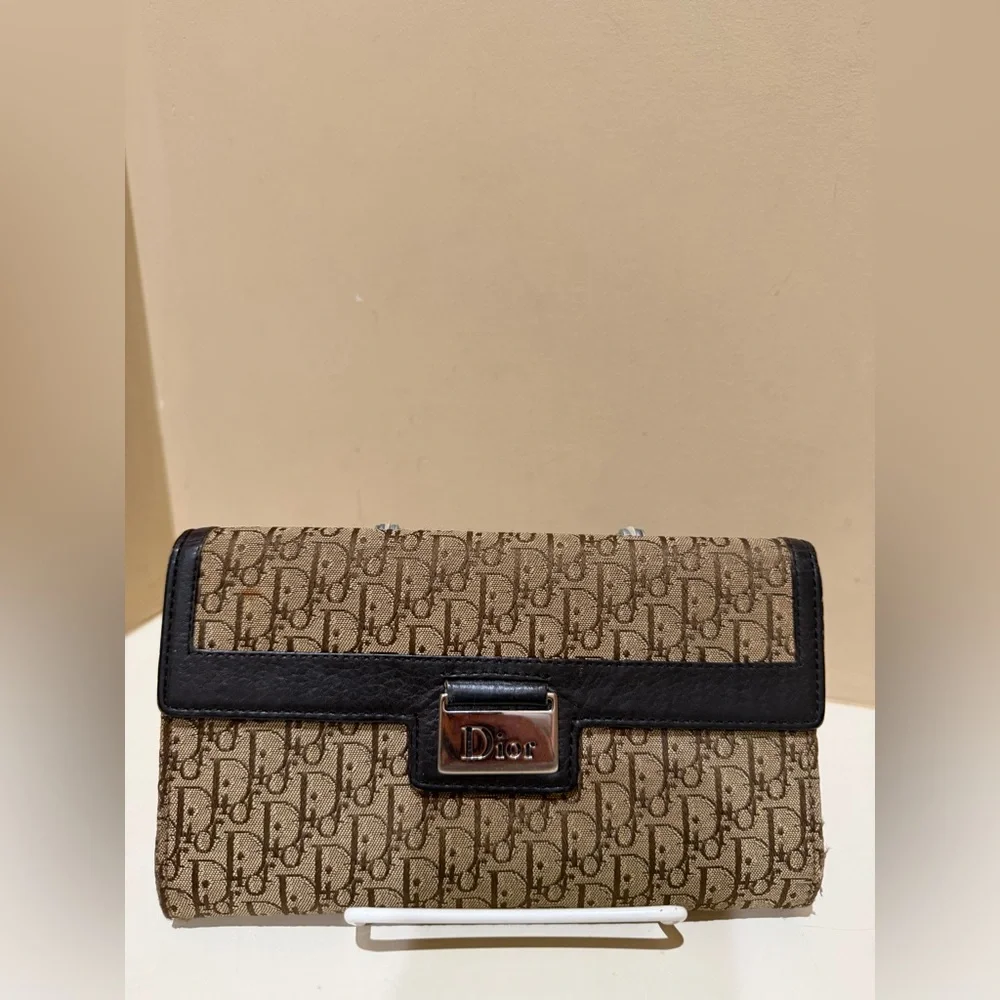 Dior Oblique Beige/Brown Long Wallet Canvas & Leather